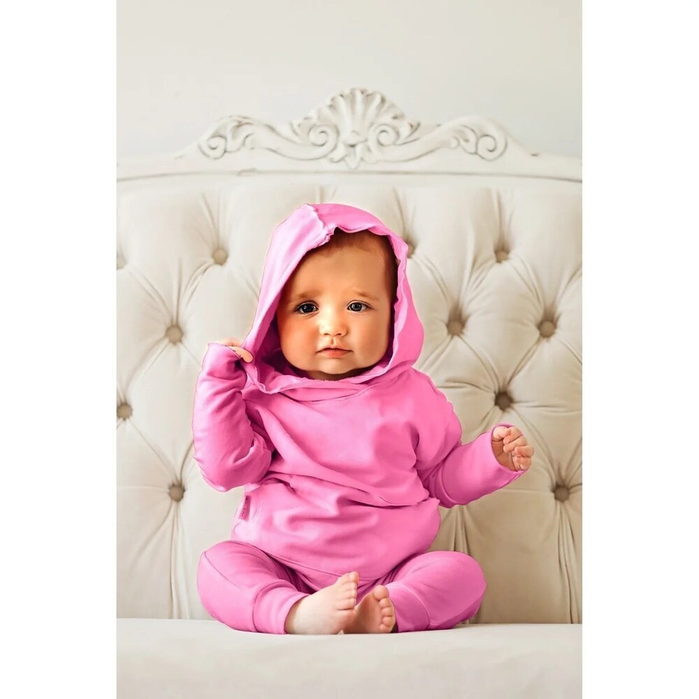 Be Mi Los Angeles Baby Hoodie & Jogger Set Organic French Terry - BubbleGum Pink